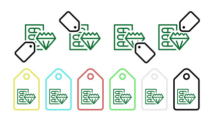 Vitamin, pills green vector icon in tag set illustration for ui and ux, website or mobile application