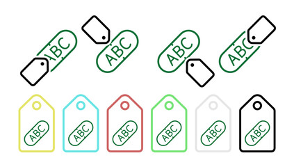 Vitamin, pills green vector icon in tag set illustration for ui and ux, website or mobile application