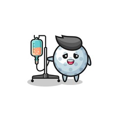cute golf character standing with infusion pole
