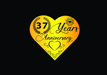 37 years anniversary celebration with love logo and icon design