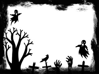 Halloween Silhouette. black and white image illustration