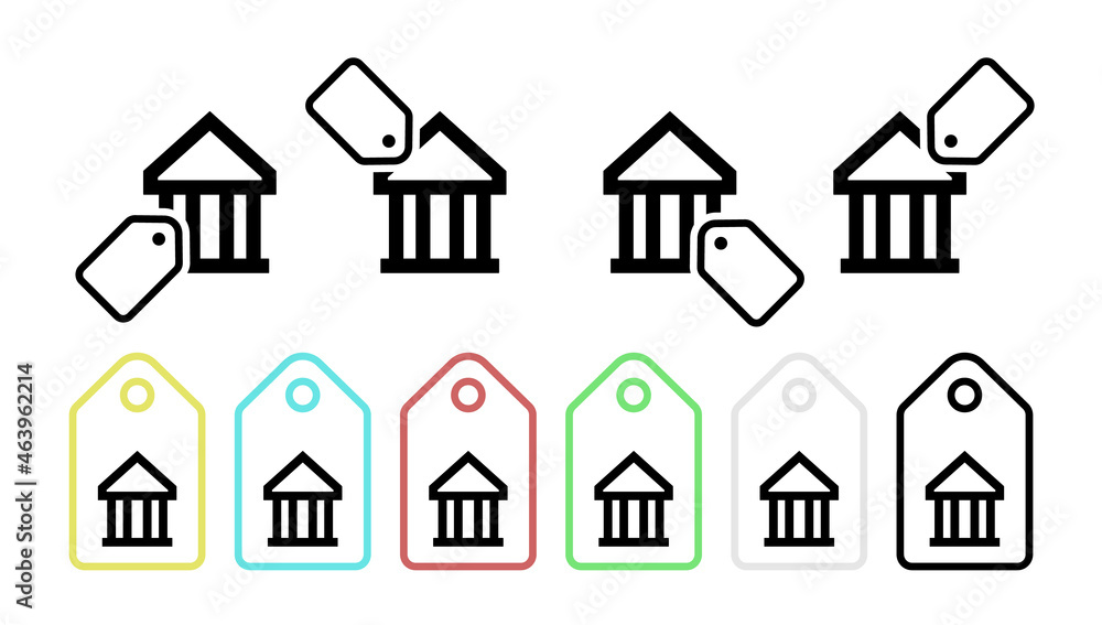 Poster bank vector icon in tag set illustration for ui and ux, website or mobile application