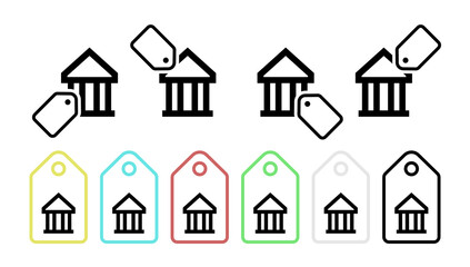 Bank vector icon in tag set illustration for ui and ux, website or mobile application
