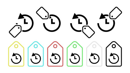 Clock history vector icon in tag set illustration for ui and ux, website or mobile application