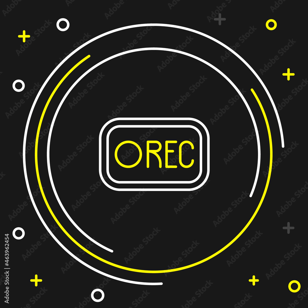 Poster line record button icon isolated on black background. rec button. colorful outline concept. vector
