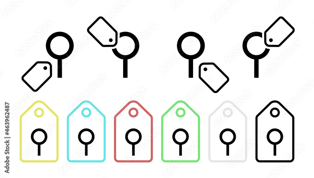 Aufkleber magnifier vector icon in tag set illustration for ui and ux, website or mobile application