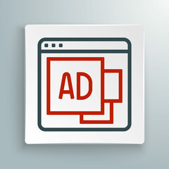 Line Advertising icon isolated on white background. Concept of marketing and promotion process. Responsive ads. Social media advertising. Colorful outline concept. Vector