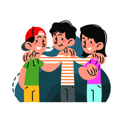 Friendship with hand on shoulder flat vector illustration