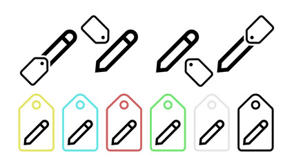 A pen vector icon in tag set illustration for ui and ux, website or mobile application