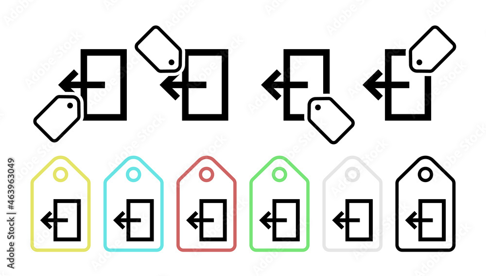 Poster exit vector icon in tag set illustration for ui and ux, website or mobile application