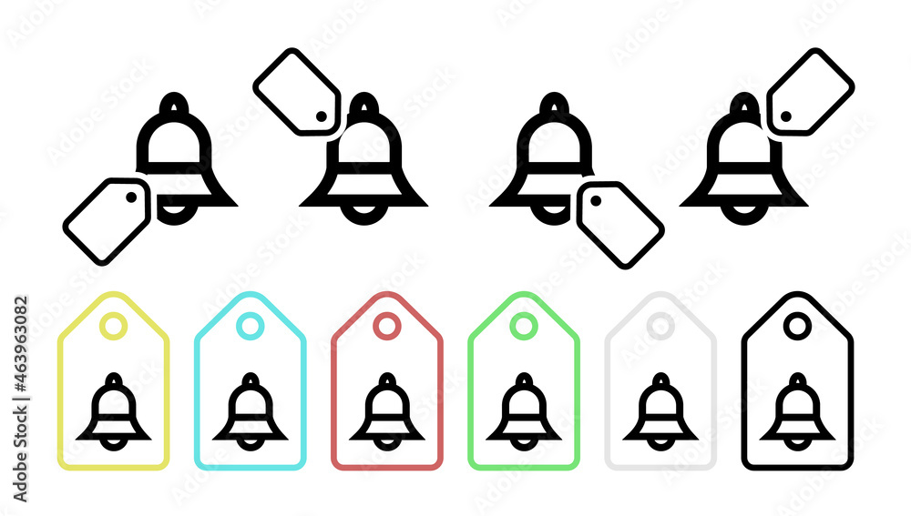 Poster bell vector icon in tag set illustration for ui and ux, website or mobile application