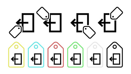 Exit vector icon in tag set illustration for ui and ux, website or mobile application
