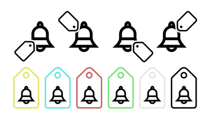 Bell vector icon in tag set illustration for ui and ux, website or mobile application