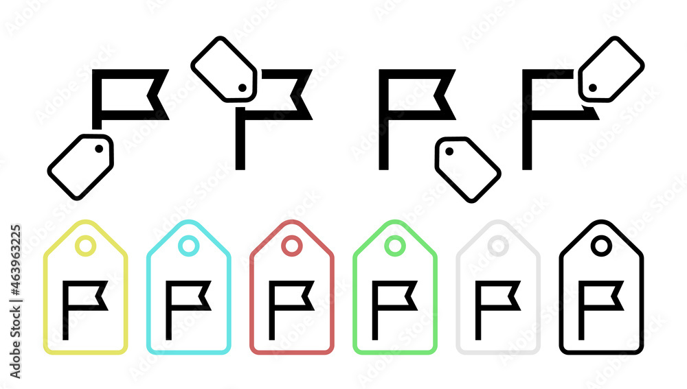 Aufkleber flag vector icon in tag set illustration for ui and ux, website or mobile application