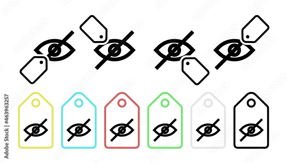 Poster hidden invisible vector icon in tag set illustration for ui and ux, website or mobile application