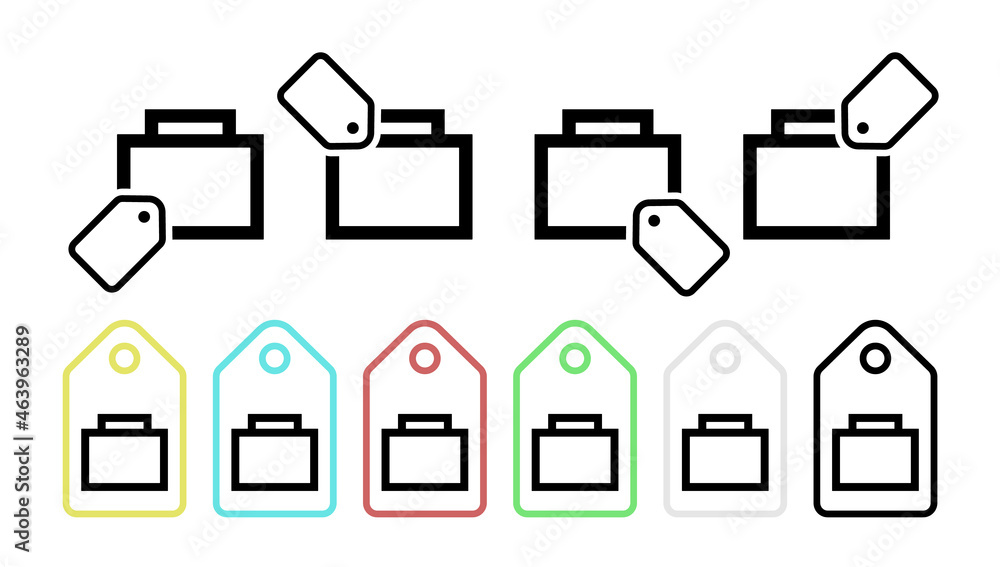 Aufkleber suitcase vector icon in tag set illustration for ui and ux, website or mobile application