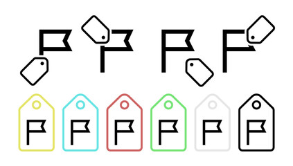 Flag vector icon in tag set illustration for ui and ux, website or mobile application