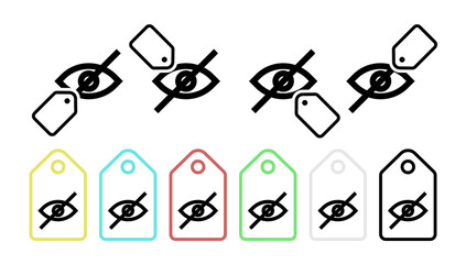 Hidden invisible vector icon in tag set illustration for ui and ux, website or mobile application