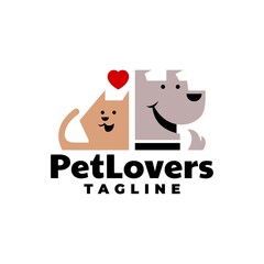 illustration of a cute dog and cat, good for any business logo related to dog, cat or pet.
