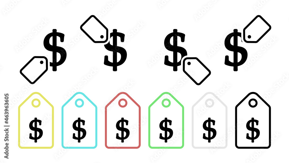 Poster dollar sign vector icon in tag set illustration for ui and ux, website or mobile application