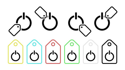 Shutdown vector icon in tag set illustration for ui and ux, website or mobile application
