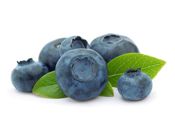 Blueberry closeup on white