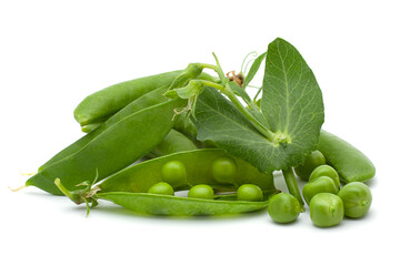 Fresh peas with bean on white