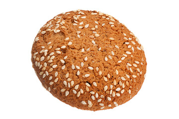 Oatmeal cookie on white