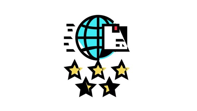 feedback international free shipping animated color icon. feedback international free shipping sign. isolated on white background