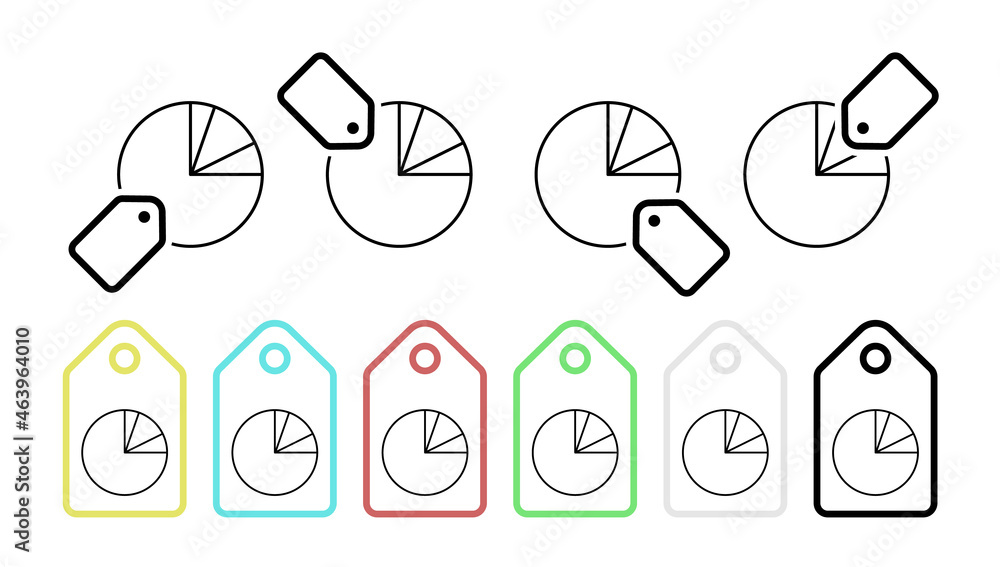 Poster pie chart line vector icon in tag set illustration for ui and ux, website or mobile application