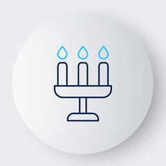 Line Candelabrum with three candlesticks icon isolated on white background. Colorful outline concept. Vector