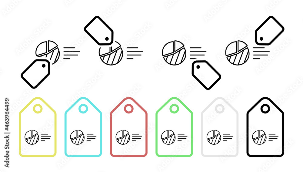 Poster pie chart line vector icon in tag set illustration for ui and ux, website or mobile application