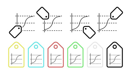 Line chart line vector icon in tag set illustration for ui and ux, website or mobile application