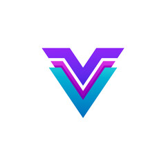 Letter V logo and 3d colorful style, modern icons