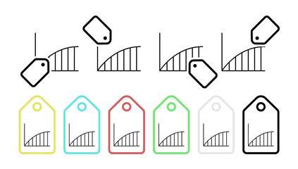 Line chart line vector icon in tag set illustration for ui and ux, website or mobile application