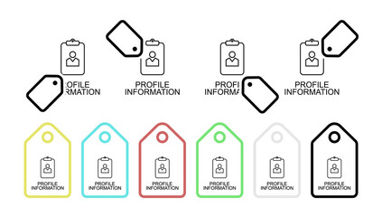 Profile information line vector icon in tag set illustration for ui and ux, website or mobile application