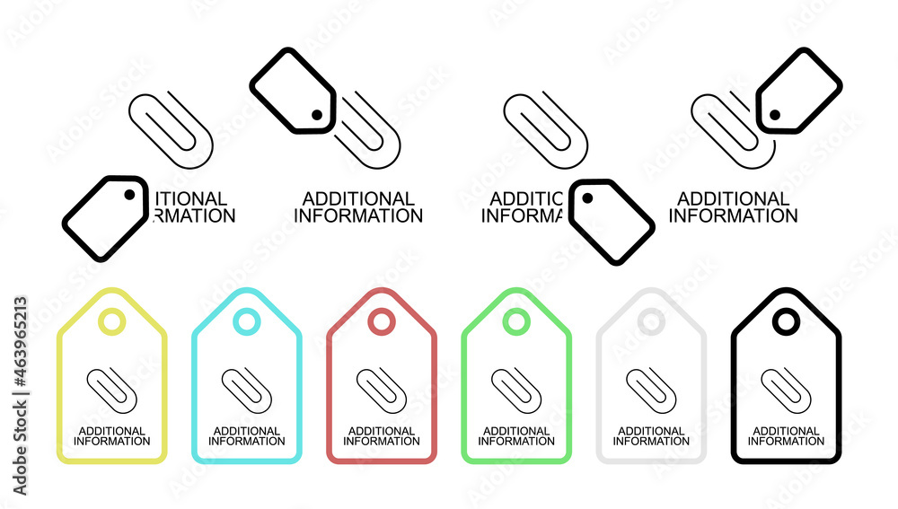 Poster additional information line vector icon in tag set illustration for ui and ux, website or mobile app