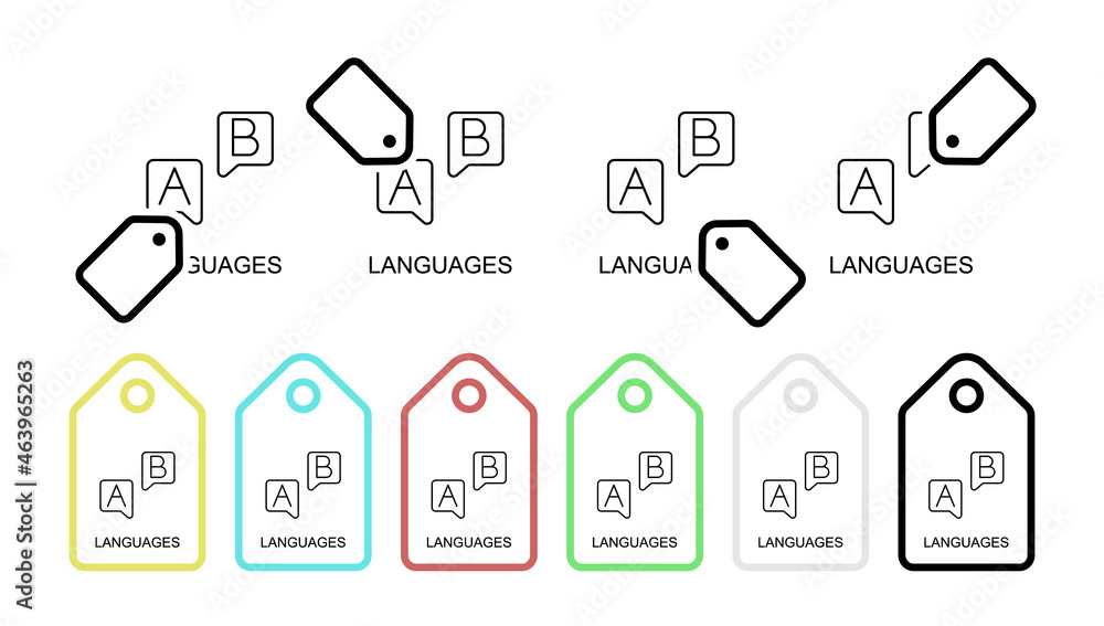 Poster languages line vector icon in tag set illustration for ui and ux, website or mobile application