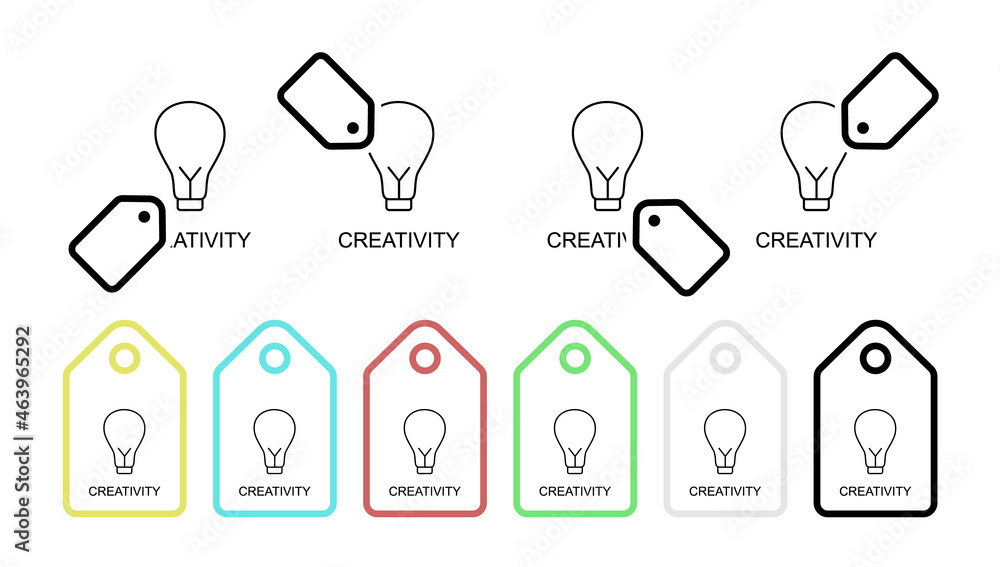 Aufkleber creativity line vector icon in tag set illustration for ui and ux, website or mobile application