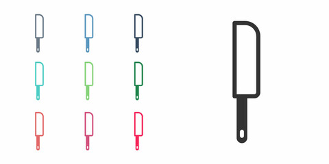 Black Knife icon isolated on white background. Cutlery symbol. Set icons colorful. Vector