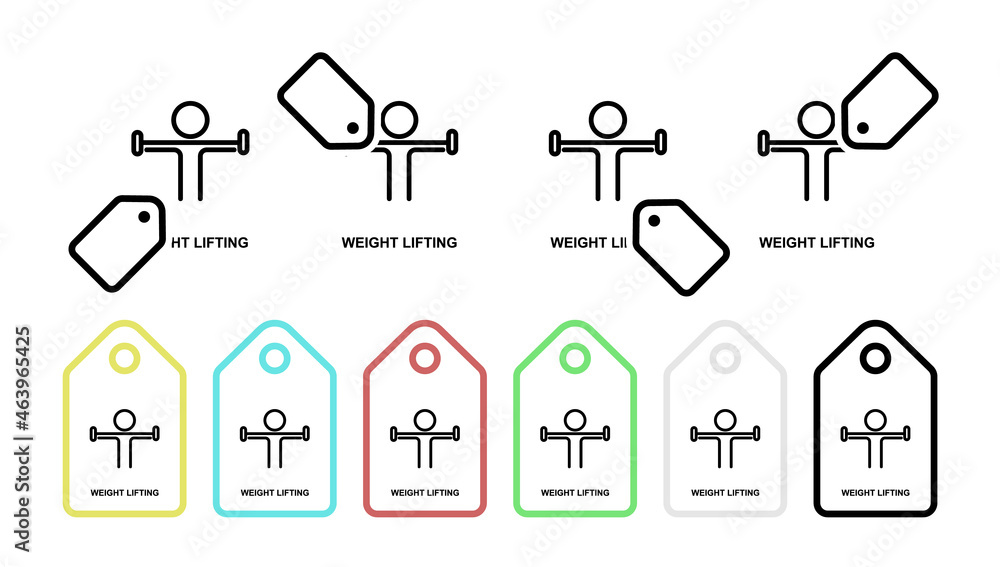 Poster weight lifting vector icon in tag set illustration for ui and ux, website or mobile application