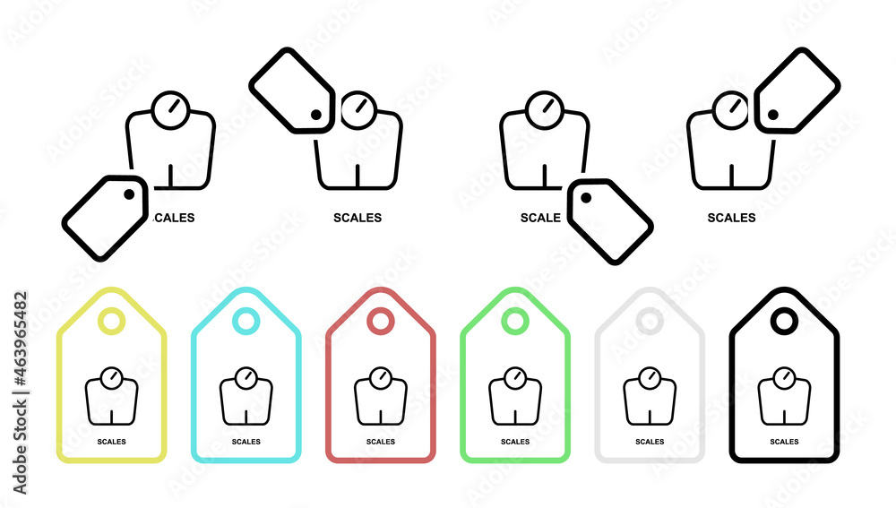Aufkleber scales vector icon in tag set illustration for ui and ux, website or mobile application