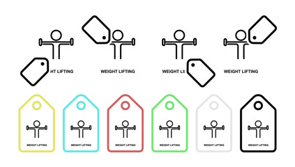 Weight lifting vector icon in tag set illustration for ui and ux, website or mobile application