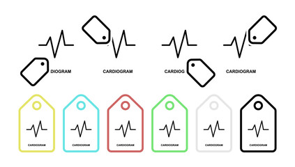 Cardiogram vector icon in tag set illustration for ui and ux, website or mobile application