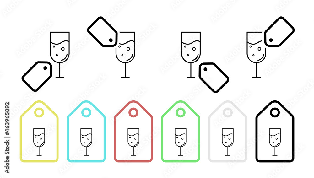 Poster glass of wine vector icon in tag set illustration for ui and ux, website or mobile application