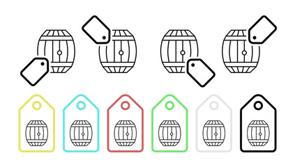 Barrel of wine vector icon in tag set illustration for ui and ux, website or mobile application