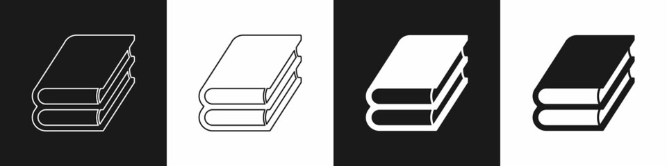 Set Book icon isolated on black and white background. Vector