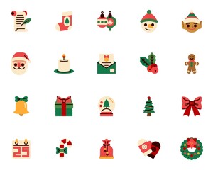 Christmas and New year flat icons set