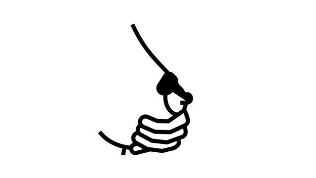 pumpking milk with hand animated line icon. pumpking milk with hand sign. isolated on white background