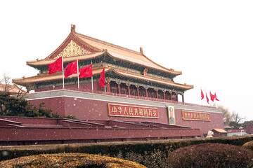Tiananmen tower in the snow